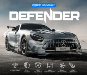 Поставяне на прозрачно защитно фолио GSWF Defender Platinum на преден капак на нова кола